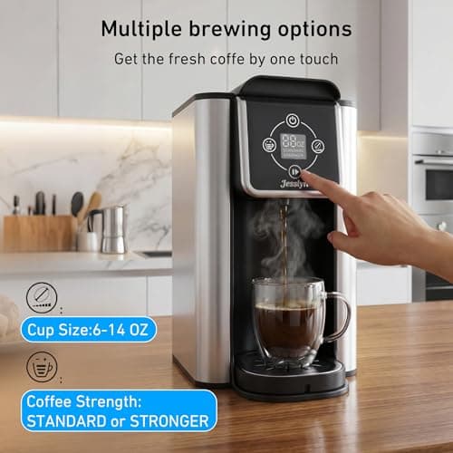 Jesslyn 3-in-1 Single Serve Coffee Maker, Compatible with K-Cup Pods, Ground Coffee & Loose Leaf Tea, Coffee Machine with 50oz Removable Water Reservoir, 6-10oz Brew Sizes, Fast Brewing(Black) — view 3