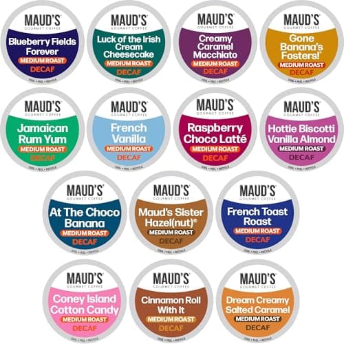 Maud's Flavored Decaf Coffee Pods Variety Pack, 80 ct,14 Assorted Roasts & Flavors, Decaf Medium Roast Coffee in Single Serve Pods - 100% Arabica Beans, Compatible with Keurig K Cups Maker — view 2