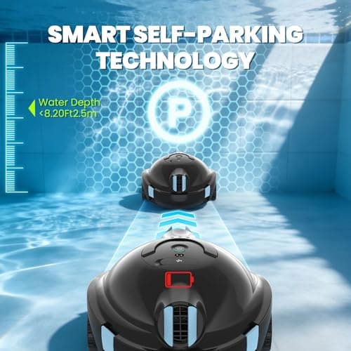 OUCAXIA Cordless Robotic Pool Cleaner with 120-Min Runtime, Dual Suction Power, Self-Parking & Smart Navigation, for Above-Ground & In-Ground Pools up to 1,100 Sq.Ft (Raven) — view 3