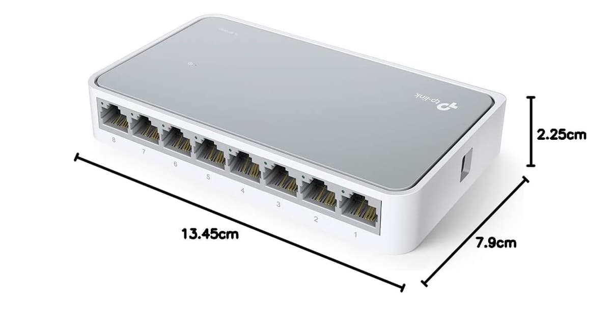 TP-Link TL-SF1008D 8-Port 10/100 Mbps Desktop Ethernet Switch/Hub, Ethernet Splitter, Plug & Play, no configuration required , White — view 4