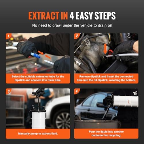 VEVOR Fluid Extractor, 1.74 Gallons (6.5 Liters), Manual Hand-Operated Oil Changer Vacuum Fluid Extractor with Dipstick and Hose, Oil Extractor Change Pump for Automotive Fluids Vacuum Evacuation — view 4