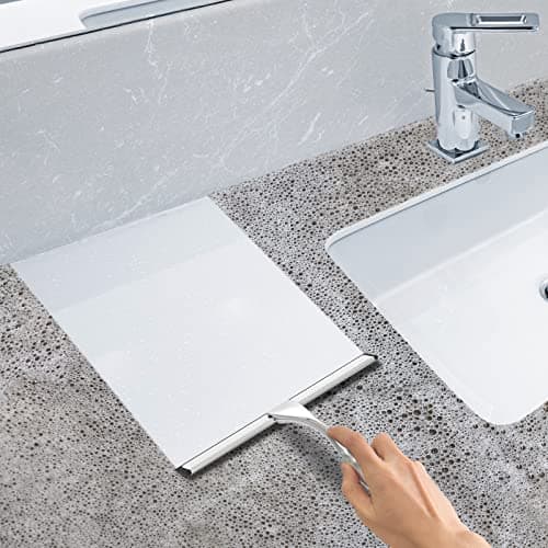 All-Purpose Stainless Steel Shower Squeegee for Shower Glass Door with 2 Adhesive Hooks, Bathroom Cleaner Tool Household Window Mirror Squeegee , Cleaning Tile Wall, Car, 10 Inch Silver — view 4