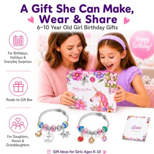 COO&KOO Charm Bracelet Making Kit, A Unicorn Girls Toy that Inspires Creativity and Imagination, Crafts for Girls Ages 8-12 with Jewelry Making Kit Perfect Gifts for 6 7 8 9 10 Girl Self-Expression! — view 5