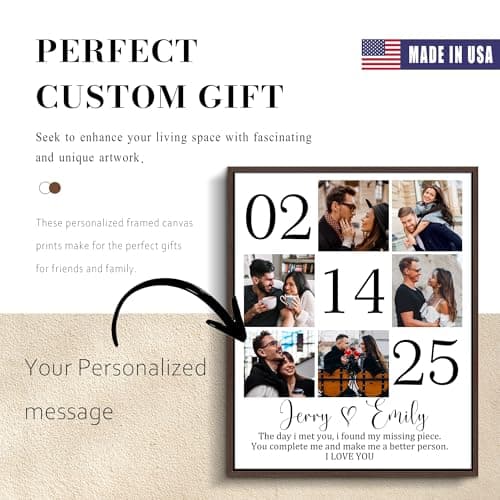 Custom Couple Canvas Personliazed Valentines Day Gifts for Him/Her Customized Anniversary Birthday Gifts for Boyfriend/Girlfriend Personalized Gifts for Women — view 2