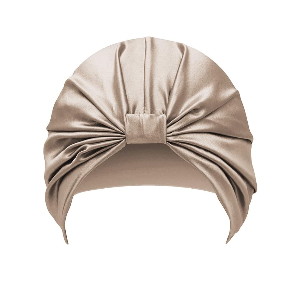 townssilk Gorro de noche para mujer, 100% seda de morera, gorro de ducha de seda de 16 mommes, bueno para el cabello, protege el cabello, gorro de noche de seda, doble capa, canela — view 4