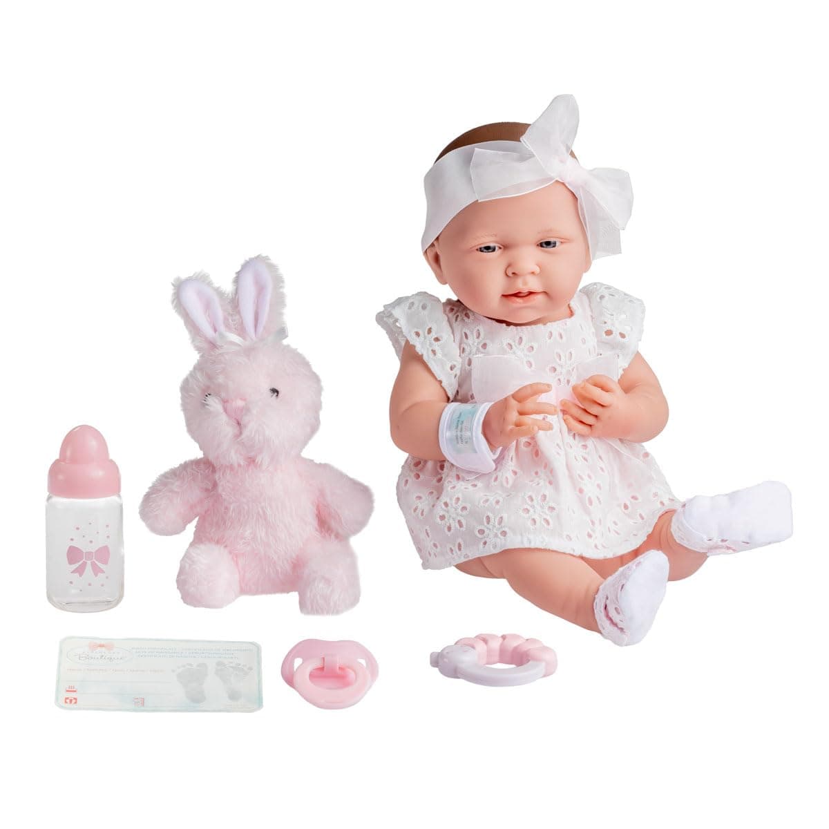JC TOYS- Muñeca La Newborn recién Nacida de 38 cm es de Vinilo Suave, Ropa de algodón Calado y Accesorios, niña, Rosa, diseñado en España por Berenguer, 2 años — view 4