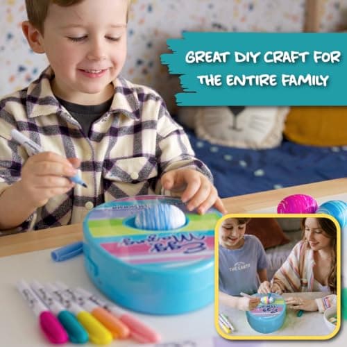 Eggmazing Egg Decorator Kit - Arts and Crafts Set with Egg Decorating Spinner and 8 Colorful Quick Drying Non Toxic Markers (Blue), Ages 3 and Up — view 5