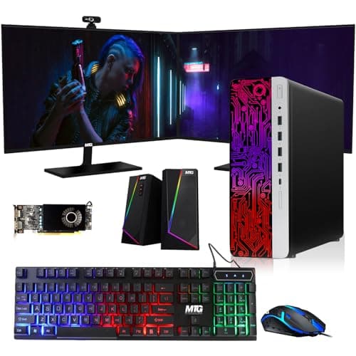 HP G3 Gaming Desktop PC, Core i7 6th Gen, AMD RX 550 Graphic, 16GB RAM, 480GB SSD | 2TB HDD, Dual MTG 24-inch Monitor, RGB Keyboard Mouse, Speaker, Webcam, WiFi, Windows 11 Pro (Renewed)