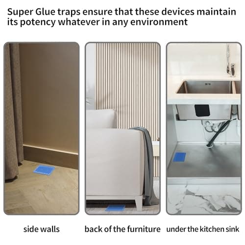 LULUCATCH Mouse & Insect Traps 12 Pack, Heavier Sticky Traps with Non-Toxic Glue for Small Mice & Insects. Sticky Mouse Traps Indoor for Home, Easy to Set — view 3