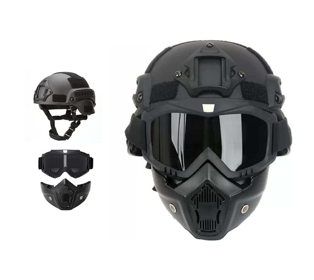 Cascos tácticos Mich con máscara Desmontable para Airsoft, Paintball y Caza Actividades al Aire Libre