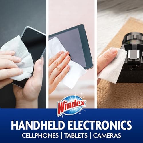 Windex Electronic Cleaning Wipes, Pre-Moistened Screen Wipes for TVs, Phones, and Other Electronics, Resealable for a Freshness Lock, 25 Count — view 2