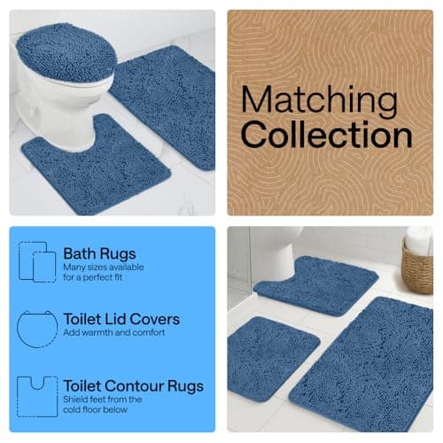 GORILLA GRIP Bath Mat, Thick Soft Absorbent Chenille Floor Mats, Rubber Backing Bathmat, Quick Dry Rug, Machine Washable Rugs for Shower and Tub Floors, Bathroom Accessories Decor, 61x43 cm, Blue — view 7