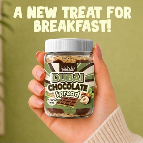 Dubai Chocolate Spread – 6.35 oz Jar with Pistachio, Kataifi & Gourmet Dubai Chocolate Filling for Pancakes, Breakfast, Snacks, and Desserts — view 5