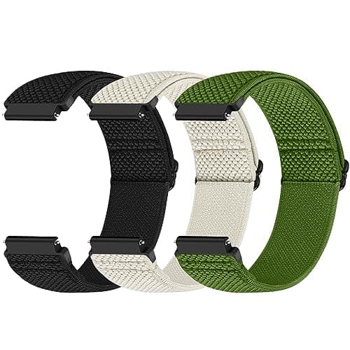 Runostrich Quick Release Nylon Watch Band - Choice of Width - 18mm, 19mm, 20mm, 22mm, 24mm Elastic Watch Straps Adjustable Stretchy Solo Loop Sport Nylon Replacement Wristband for Women Men, 3pcs