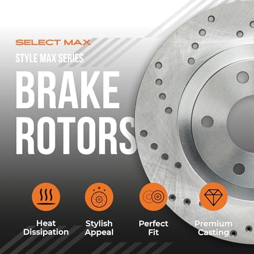 MAX Advanced Brakes - Brake Kit For 2014-2023 Jeep Cherokee (w/Dual Piston Fr Caliper)| Carbon Ceramic Brake Pad and Rotor Kit Front and Rear| Daily Performance Cross-Drilled Brake Rotors — view 5