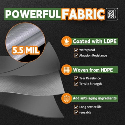 RAINDEWAY Tarps 8x10 Feet, 5.5 Mil - Multipurpose Waterproof Poly Tarp Cover with Metal Grommets and Reinforced Edges, Silver/Blue Tarp — view 2