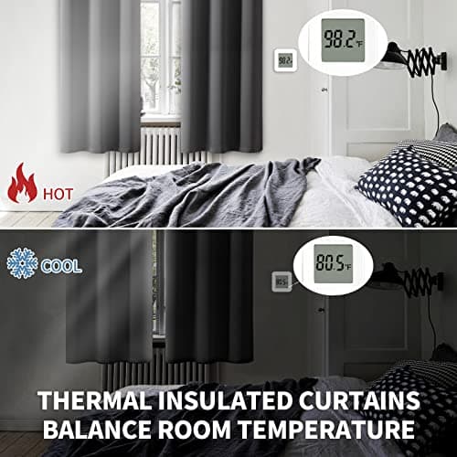 BGment Blackout Curtains 2 Panels for Bedroom - Black Out Curtains 63 Inches Long Window Room Darkening Grommet Thermal Insulated Curtains, 52 Inch Wide Each, Dark Grey — view 3