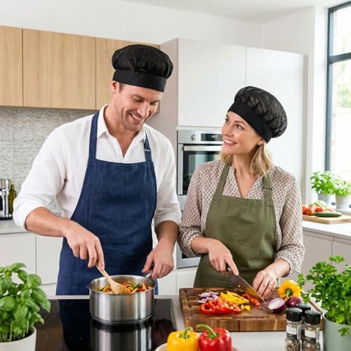 4 Pcs Chef Hats for Women, Mesh Elastic Kitchen Cooking Hat Reusable Hair Nets for Food Service Black Chef Cap — view 3