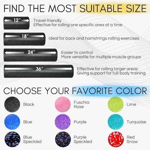Yes4All EPP Exercise Foam Roller – Extra Firm High Density Foam Roller – Best for Flexibility and Rehab Exercises (18 inch, Black) — view 2