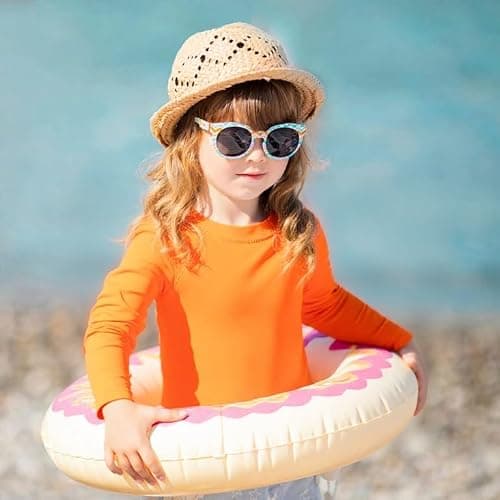 Winzik Boys Rash Guard Long Sleeve Swim Shirt Kids Boys’ Girls’ UPF 50+ Sun Protection Quick Drying Orange Shirts 3-14Y(5-6 Years, Long Sleeve Orange) — view 2
