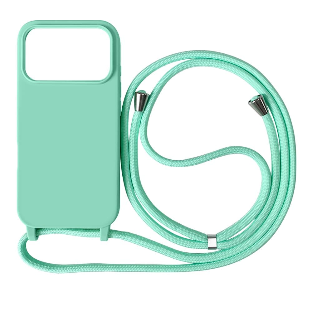 Funda Compatible con iPhone 17 Pro MAX(6.9"),Ajustable Collar Correa de Cuello Cordón Cuerda Carcasa TPU Bumper Silicona Skin Caso para iPhone 17 Pro MAX(6.9")-Verde