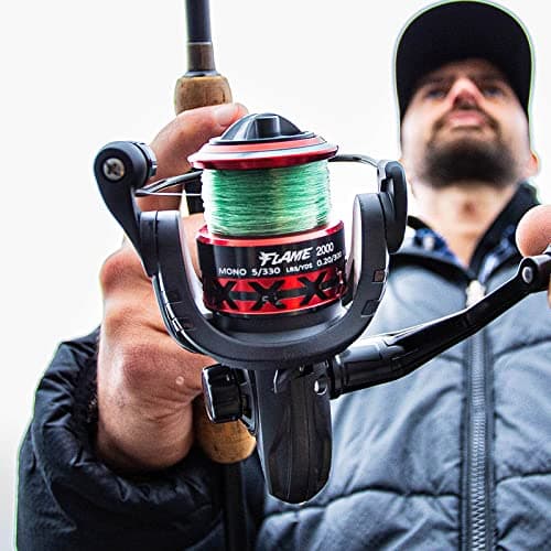 Piscifun Flame Spinning Reels, Ultralight Spinning Fishing Reel with 5.2:1 High Speed Gear Ratio, 13.2LBs Max Drag, Lightweight 9+1BB Ultra Smooth Fishing Reels, 2000 Series, Red. — view 4