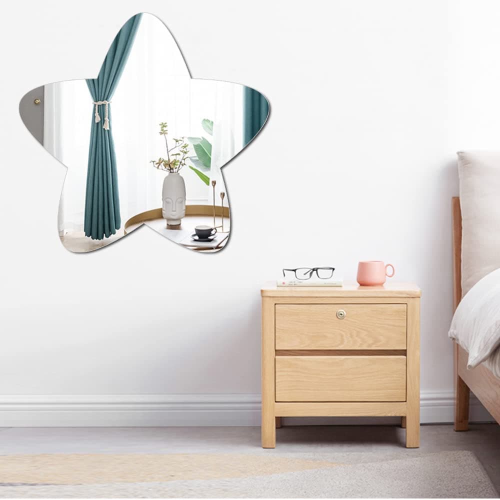 Large Wall Acrylic Mirror, Bathroom Star Mirror for Walls Wall-Mounted Mirrors for Make Up Vanity Baby Room Mirror Living Room Entryway Bedroom Kindergarten Decor Festival Stickers Decoration — view 5