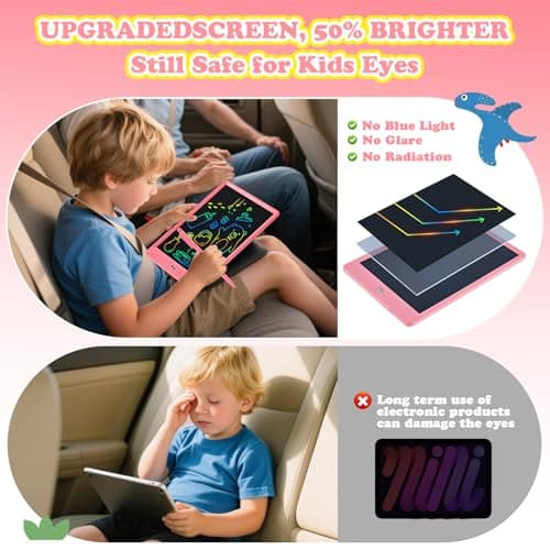 EooCoo LCD Writing Tablet for Kids, Road Trip Essentials 10 Inch Kids Drawing Pad, No Mess Coloring Books for Toddler, Travel Toys Airplane Activities, Back to School Gift for 3-8 Years Old Girls Boys — view 2