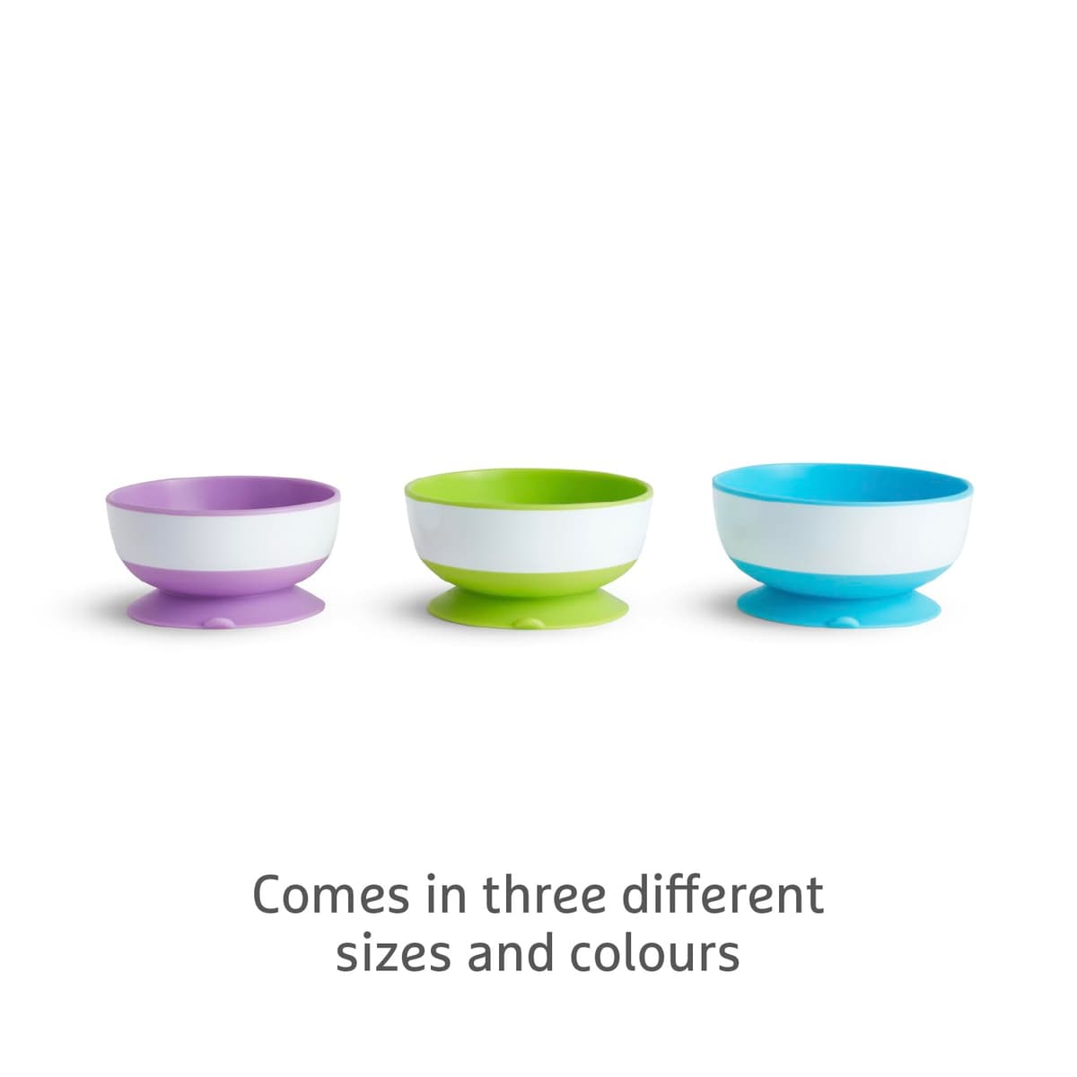 Munchkin Stay Put Baby Suction Bowl Set| Baby Bowls for Weaning| Baby Feeding Suction Dish Pack| for Babies & Toddlers 6 Months+|BPA Free Weaning Set for Babies| Microwave/Dishwasher Safe | 3 Pack — view 3