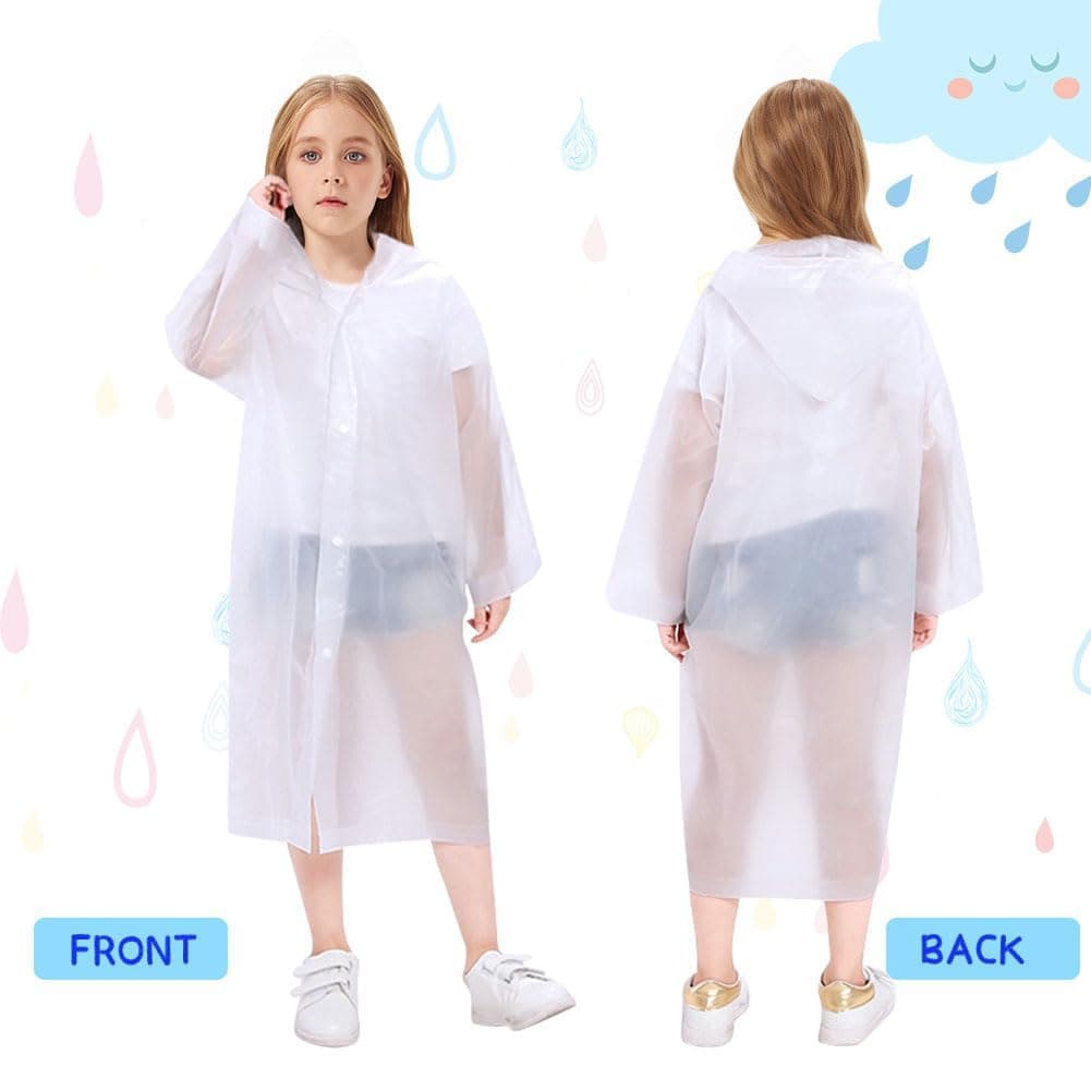 Vicloon Chubasquero Niño 2PCS Reutilizable Capas de Lluvia Impermeable EVA Poncho de Lluvia con Capucha Espesar Altura Niño Niña Entre 120-150 cm para Viajar, Senderismo, Acampar y Al Aire Libre — view 3