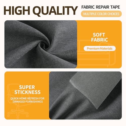 Fabric Repair Tape, Self-Adhesive Couch Patch Repair Fabric Patches for Furniture, Couch Repairing Kit Tape for Upholstery, Carpets, Chairs, Sofas, Pillows Linen 4x80 Inch Dark Grey — view 2
