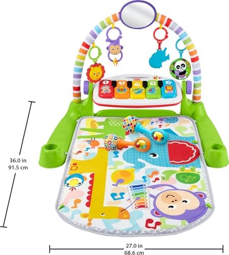 Fisher-Price Baby Playmat Deluxe Kick & Play Piano Gym Learning Toy & 2 Maracas Soft Rattles for Newborn to Toddlers Ages 0+ Months — view 5