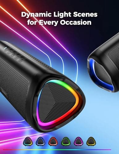 Bluetooth Speaker, 20W HD Sound, Portable Wireless, IPX5 Waterproof, Up to 24H Playtime, TWS Pairing, for Home/Party/Outdoor/Camping/Beach Essentials, Electronic Gadgets, Birthday Gift (Black) — view 2