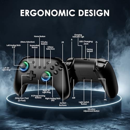 Switch Controllers 2 Pack with Charging Dock, Switch 2 Controller for Nintendo Switch/Switch 2/Lite/OLED, Wireless Switch 2 Pro Controller with RGB/Wake up/6-Axis Gyro/Dual Vibration/Turbo/Screenshot