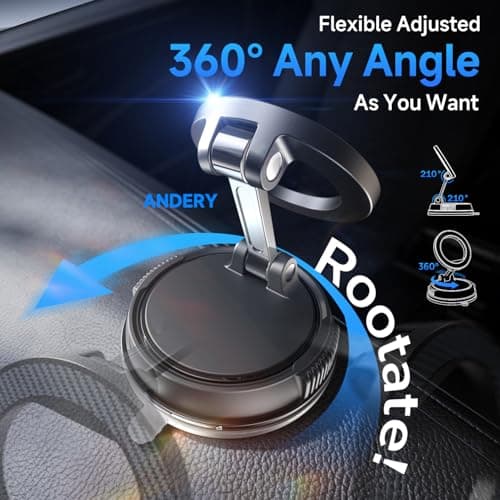 ANDERY Car Phone Holder for Magsafe [78+LBS Strongest Suction & 2400gf Magnetic] 360° Adjustable Car Phone Mount, Phone Holders for Your Car for iPhone 17-12 Pro Max Plus Air, Carbon Fiber — view 3
