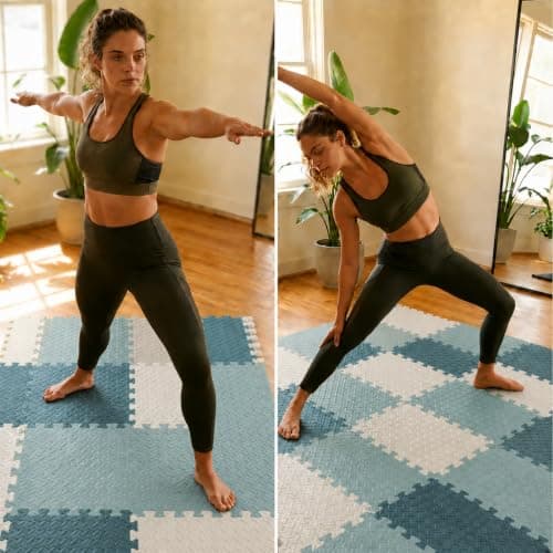 Haulcove Puzzle Exercise Mat, EVA Interlocking Foam Floor Tiles, Non-Slip High Traction Protective Flooring for Home Gym, Workout, Yoga, 12.6" x 12.6" x 0.4", 18 Sq Ft, 18 Tiles — view 5