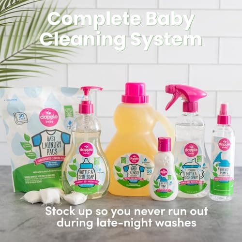 Dapple Baby Fragrance Free Bottle & Dish Soap - (3 Pack) 16.9 fl oz - Cleans Baby Bottles, Sippy Cups, Pacifiers, Breast Pumps, & More - Gently Removes Milk Film & Odors - Includes 1 Pump — view 9