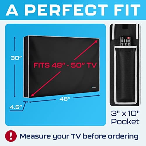 TV Covers Outdoor 50 Inch | Waterproof and Weatherproof TV Covers | Outdoor TV Enclosure | Smart Shield TV Screen Protector for Outside TV | Cover for Moving | TV Display Protectors – Black — view 2