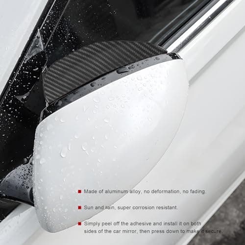 CCHRN 2 PCS Car Mirror Rain Visor Eyebrows, Waterproof PVC Auto Rear View Mirror Rain Protectors, Rainproof Side Mirrors Visor Guards Eyebrow Covers for Most Cars Trucks SUVs (Carbon Fiber) — view 2
