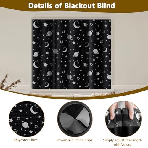 Yelmzir Portable Blackout Blind with Suction Cups, Adjustable Window Black Out Curtains No Drill, Temporary Blackout Window Covering for Bedroom, Travel, RV, 78" x 51" — view 4