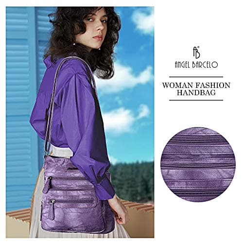 Angel Barcelo Crossover Purse and Handbags Crossbody Bags for Women,Ultra Soft Leather Neatpack Bag Shoulder Purses for Girl (Stylish Purple) — view 5