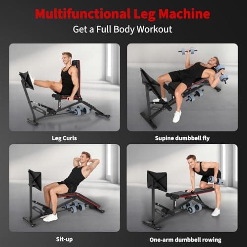 PASYOU Leg Press Machine, Adjustable Weight Bench with Leg Extension, 1300LBS Weight Capacity Leg Press Machines for Home Gym Full Body Exercise, Leg Workout Equipment with Dumbbell Rack — view 5