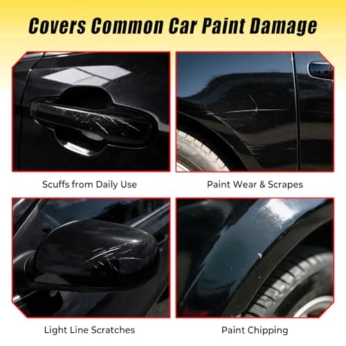 Gloss Black Touch Up Paint for cars, 2-in-1 Brush & Tip, 0.4 fl oz - Universal Car Scratch Repair Pen for Scratches & Scuffs, OEM Color Match, Quick-Dry & Long-Lasting