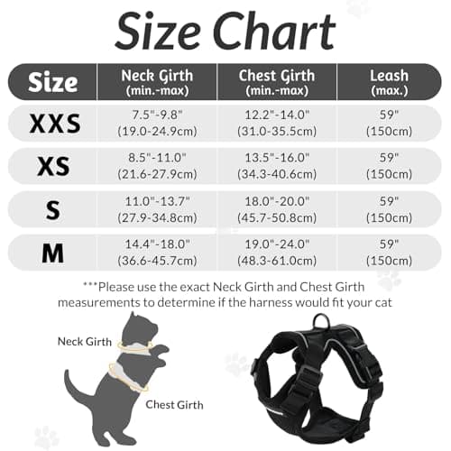 rabbitgoo Cat Harness and Leash for Walking, Escape Proof Soft Adjustable Vest Harnesses for Small Medium Cats, Easy Control Breathable Reflective Strips Jacket, XS, Black