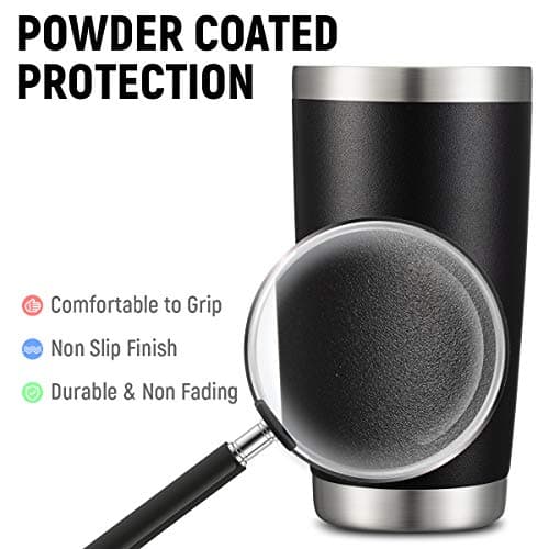 COMOOO 20oz Black Tumbler 4 Pack Stainless Steel Insulated Travel Mug with Lid and Straw Vacuum Double Wall Coffee Cup for Hot Beverage and Cold Drinks(Black, 4 Pack) — view 3