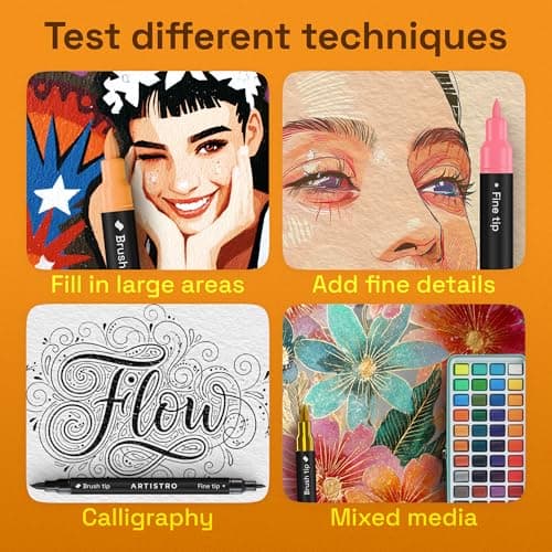 ARTISTRO 36 Acrylic Paint Markers - Paint Pens for Drawing - For Fabric, Rock, Glass, Wood, Molds - Arts & Crafts Gift for Adults, Teens, Kids, Classroom Must Haves & School Supplies — view 4