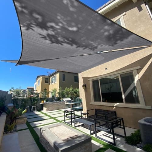 Sun Shade Sail, 16.5'x16.5'X16.5' Grey Triangle Outdoor Awning Shade Cover 185GSM HDPE UV Block for Patio Shading