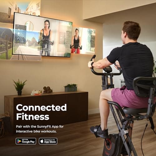 Sunny Health & Fitness Foldable Magnetic Stationary Exercise X-Bike Pro, 300 LB Capacity, Low-Impact, 14-Level Resistance, Ergonomic Support, SunnyFit App Enhanced Connectivity - SF-B223012 — view 3