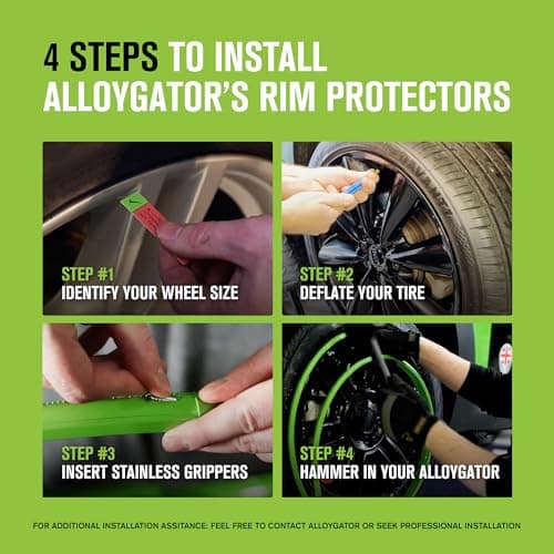 AlloyGator Red Rim Protector for Car Wheels (Fits 12-24" Wheel Diameter) - Pack of 4 Premium Alloy Wheel Protector to Avoid Scratches & Scuffs - Adhesive Free Curb Rash Rim Protectors — view 3