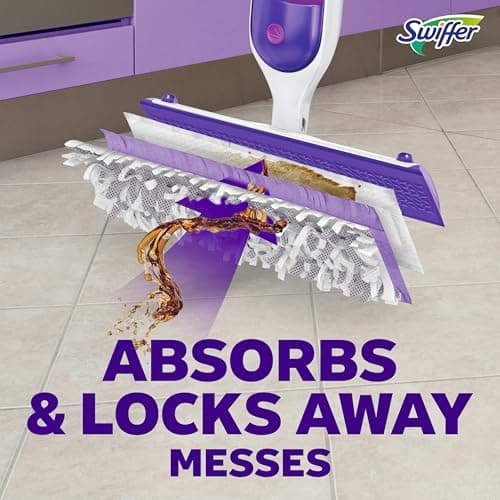 Swiffer PowerMop Mopping Kit for Floor Cleaning, Set Includes 1 Power Mop, 2 Replacement Pads, 1 Liquid Solution Refill, 2 Batteries, No Bucket Needed Electric Spray Cleaner, Multi-Surface and Wood — view 9